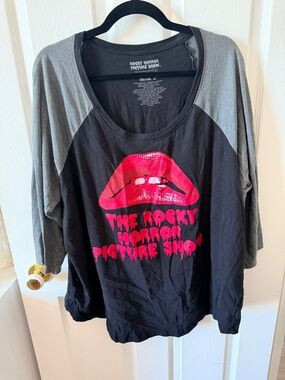 torrid Black Raglan Tee with rocky horror picture show Graphic